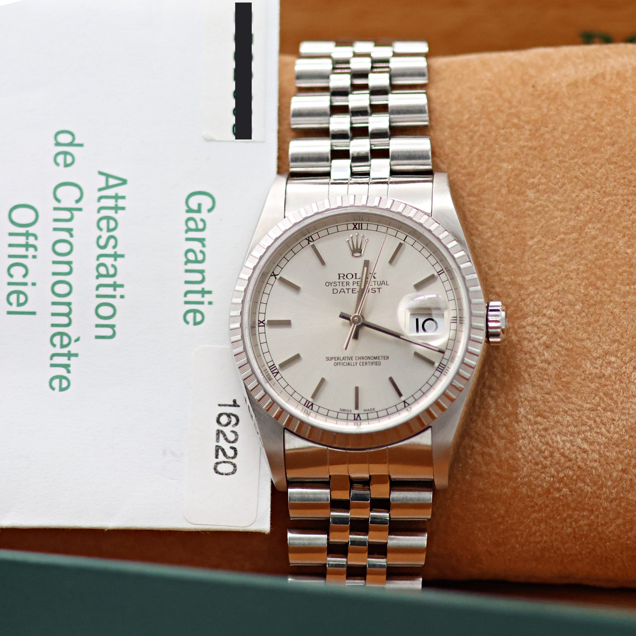 Rolex Datejust 36 ref. 16220 Silver Dial (Circle hours dial) - Jubilee - Full Set