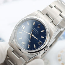 Załaduj obraz do przeglądarki galerii, Rolex Oyster Perpetual Airking ref. 114200 Dial Blue 3-6-9 - Full Set
