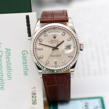 Load image into Gallery viewer, Rolex Day-Date ref. 118239 Silver Diamond Dial Leather Strap -Full set
