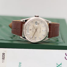 Load image into Gallery viewer, Rolex Day-Date ref. 118239 Silver Diamond Dial Leather Strap -Full set
