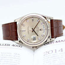 Load image into Gallery viewer, Rolex Day-Date ref. 118239 Silver Diamond Dial Leather Strap -Full set
