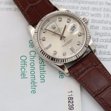 Load image into Gallery viewer, Rolex Day-Date ref. 118239 Silver Diamond Dial Leather Strap -Full set
