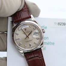 Load image into Gallery viewer, Rolex Day-Date ref. 118239 Silver Diamond Dial Leather Strap -Full set
