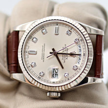 Load image into Gallery viewer, Rolex Day-Date ref. 118239 Silver Diamond Dial Leather Strap -Full set
