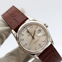 Load image into Gallery viewer, Rolex Day-Date ref. 118239 Silver Diamond Dial Leather Strap -Full set
