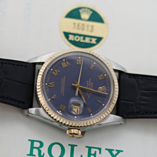 Load image into Gallery viewer, Rolex Datejust ref. 16013 Blue Roman Dial - Leather Strap - Full set
