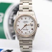 Cargar imagen en el visor de la galería, Rolex Datejust 36 ref. 16234 White Roman Dial - Oyster Bracelet

