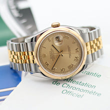 Load image into Gallery viewer, Rolex Datejust ref. 116203 Champagne Roman Dial Jubilee - Full Set
