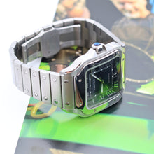 Bild in Galerie-Viewer laden, Cartier Santos blaues Zifferblatt ref. WSSA0030 – Vollständiger Satz
