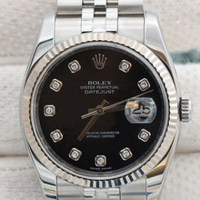 Załaduj obraz do przeglądarki galerii, Rolex Datejust ref. 116234 Black Diamonds Dial - Jubilee Bracelet - Full Set
