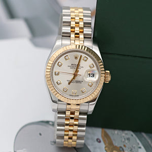 Rolex Datejust ref. 179173 Silver Diamonds Dial Jubilee Bracelet - Full set