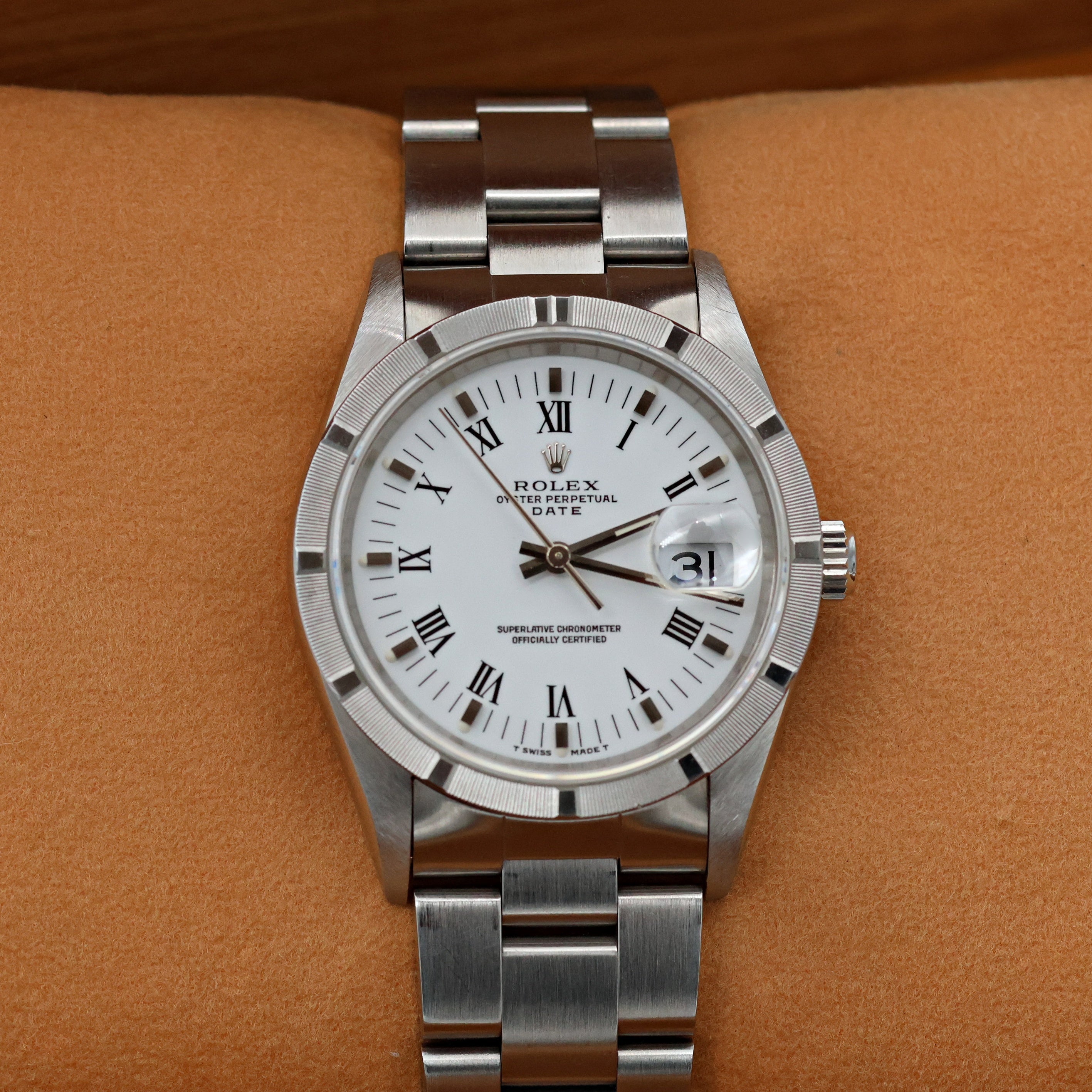 Rolex Date ref. 15210 White Roman Dial Oyster Bracelet - Full Set