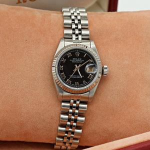 Rolex Lady-Datejust ref. 69174 - Black Roman Dial - Jubilee bracelet