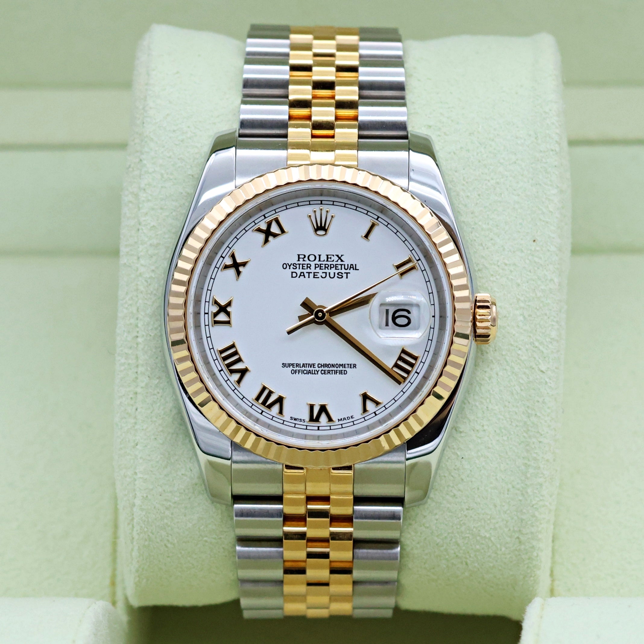 Rolex Datejust ref. 116233 White Roman Dial - Jubilee Bracelet - Full Set