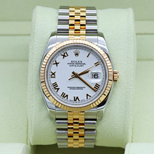 Rolex Datejust ref. 116233 White Roman Dial - Jubilee Bracelet - Full Set