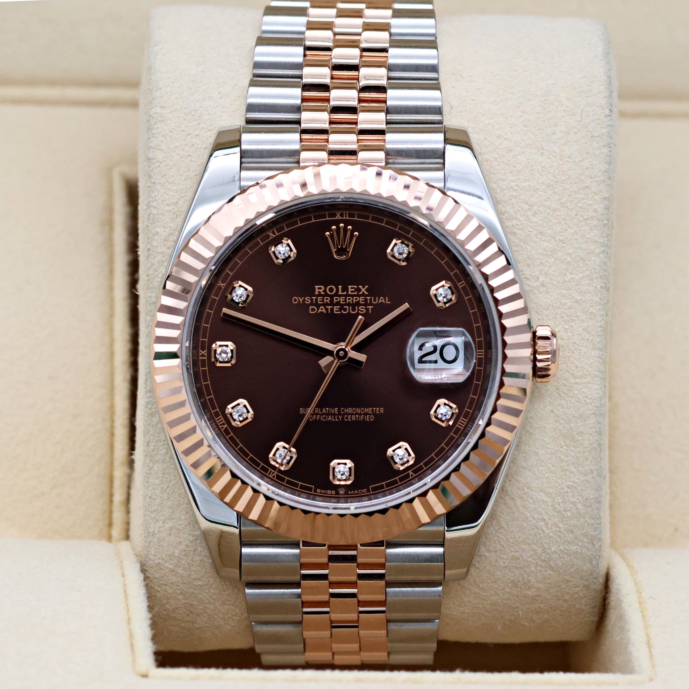 Rolex Datejust ref. 126331 Chocolate Diamonds dial Rose Gold / Steel - Oyster bracelet