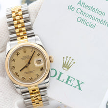 Charger l&#39;image dans la galerie, Rolex Datejust ref. 116203 Champagne Roman Dial Jubilee Bracelet - Full Set
