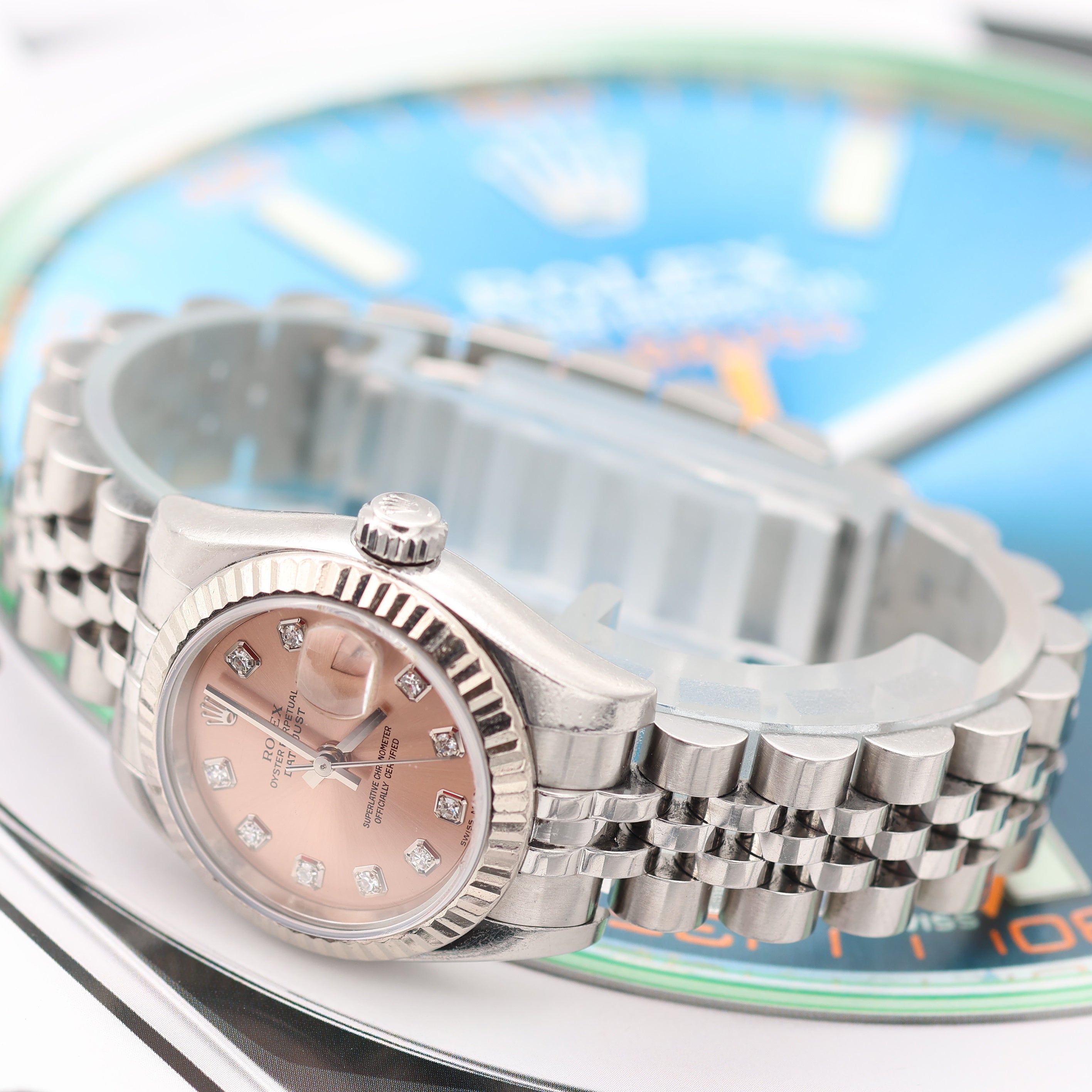 Rolex Lady-Datejust ref. 179174 - Salmon Diamonds Dial - Full Set