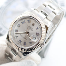 Bild in Galerie-Viewer laden, Rolex Datejust II Ref. 116334 Silber/blaues Arabisch -Zifferblatt Auster Armband - Voller Satz
