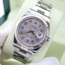 Bild in Galerie-Viewer laden, Rolex Datejust II Ref. 116334 Silber/blaues Arabisch -Zifferblatt Auster Armband - Voller Satz
