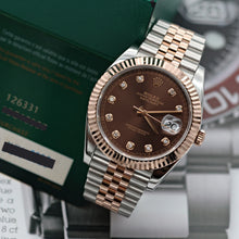 Cargar imagen en el visor de la galería, Rolex Datejust ref. 126331 Chocolate Diamonds dial Rose Gold / Steel - Oyster bracelet
