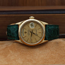 Load image into Gallery viewer, Rolex Day-Date ref. 18038 Champagne Linen Dial - Crocodile Leather strap
