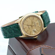 Load image into Gallery viewer, Rolex Day-Date ref. 18038 Champagne Linen Dial - Crocodile Leather strap
