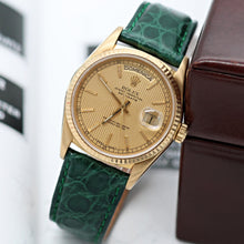 Load image into Gallery viewer, Rolex Day-Date ref. 18038 Champagne Linen Dial - Crocodile Leather strap
