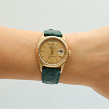 Load image into Gallery viewer, Rolex Day-Date ref. 18038 Champagne Linen Dial - Crocodile Leather strap
