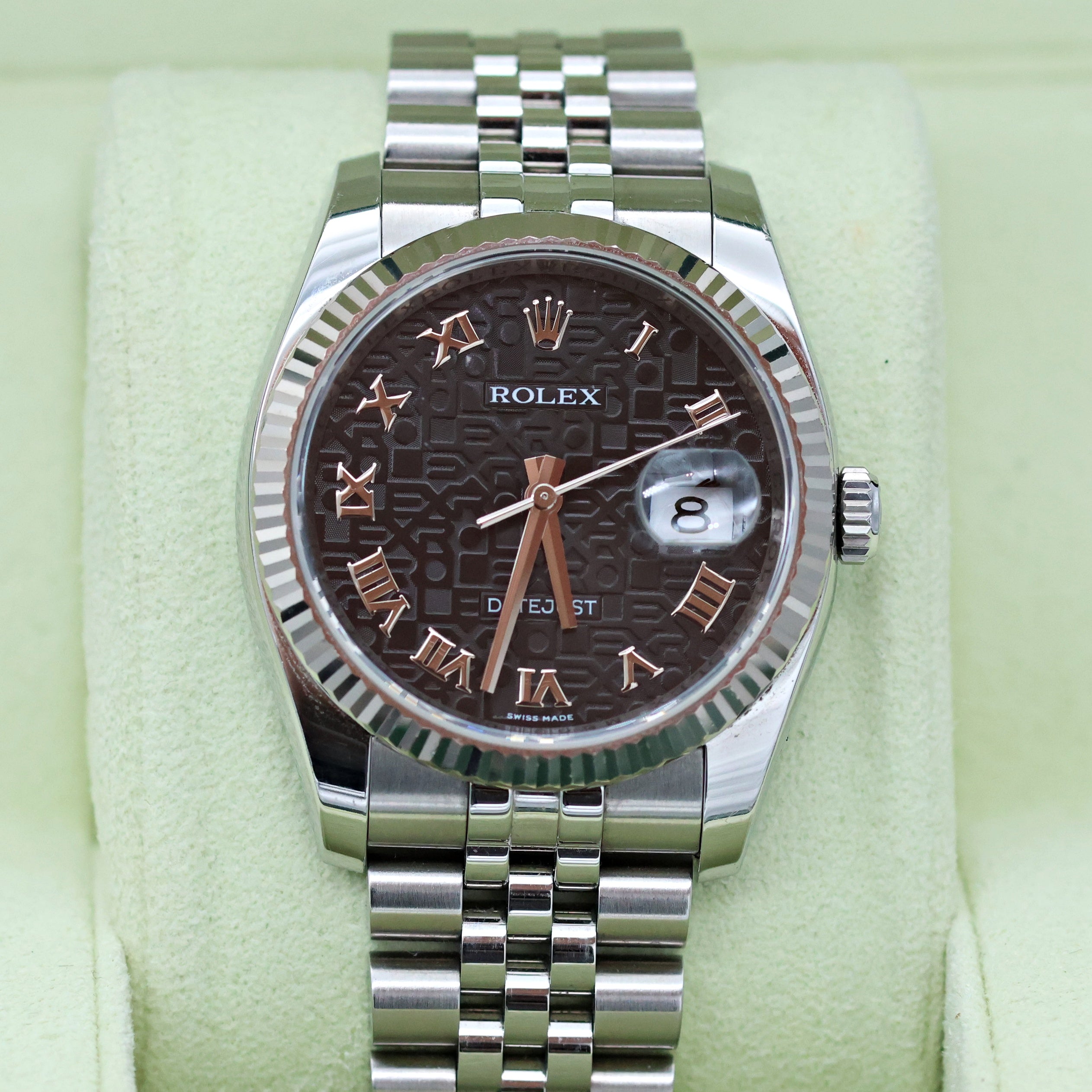 Rolex Datejust ref. 116234 Black Roman Computer Dial - Jubilee - Full Set