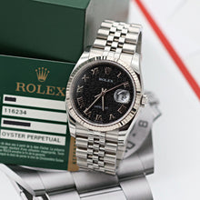Load image into Gallery viewer, Rolex Datejust ref. 116234 Black Roman Computer Dial - Jubilee - Full Set

