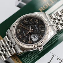 Load image into Gallery viewer, Rolex Datejust ref. 116234 Black Roman Computer Dial - Jubilee - Full Set
