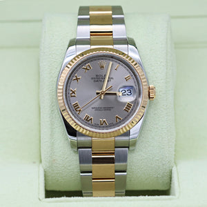 Rolex Datejust ref. 116233 Grey Roman Dial - Oyster Bracelet - Full Set