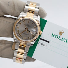 Load image into Gallery viewer, Rolex Datejust ref. 116233 Grey Roman Dial - Oyster Bracelet - Full Set
