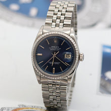 Indlæs billede til gallerivisning Rolex Datejust ref. 1603 - Steel Bezel - Blue Soleil dial (V III) - Jubilee Bracelet
