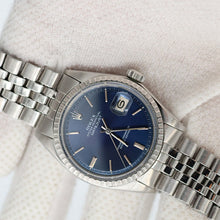 Indlæs billede til gallerivisning Rolex Datejust ref. 1603 - Steel Bezel - Blue Soleil dial (V III) - Jubilee Bracelet

