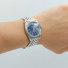 Indlæs billede til gallerivisning Rolex Datejust ref. 1603 - Steel Bezel - Blue Soleil dial (V III) - Jubilee Bracelet

