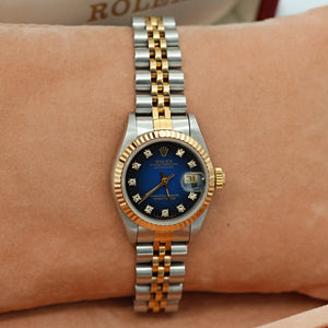 Rolex Datejust Lady ref. 69173 - Blue Degradee Diamonds Dial - Jubilee - Full Set