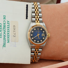 Carica l'immagine nel visualizzatore di Gallery, Rolex Datejust Lady ref. 69173 - Blue Degradee Diamonds Dial - Jubilee - Full Set
