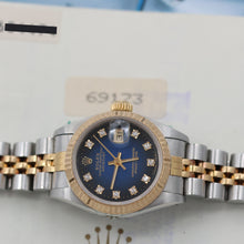 Carica l'immagine nel visualizzatore di Gallery, Rolex Datejust Lady ref. 69173 - Blue Degradee Diamonds Dial - Jubilee - Full Set
