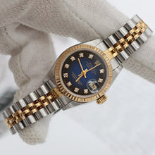 Carica l'immagine nel visualizzatore di Gallery, Rolex Datejust Lady ref. 69173 - Blue Degradee Diamonds Dial - Jubilee - Full Set
