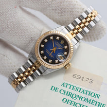 Carica l'immagine nel visualizzatore di Gallery, Rolex Datejust Lady ref. 69173 - Blue Degradee Diamonds Dial - Jubilee - Full Set
