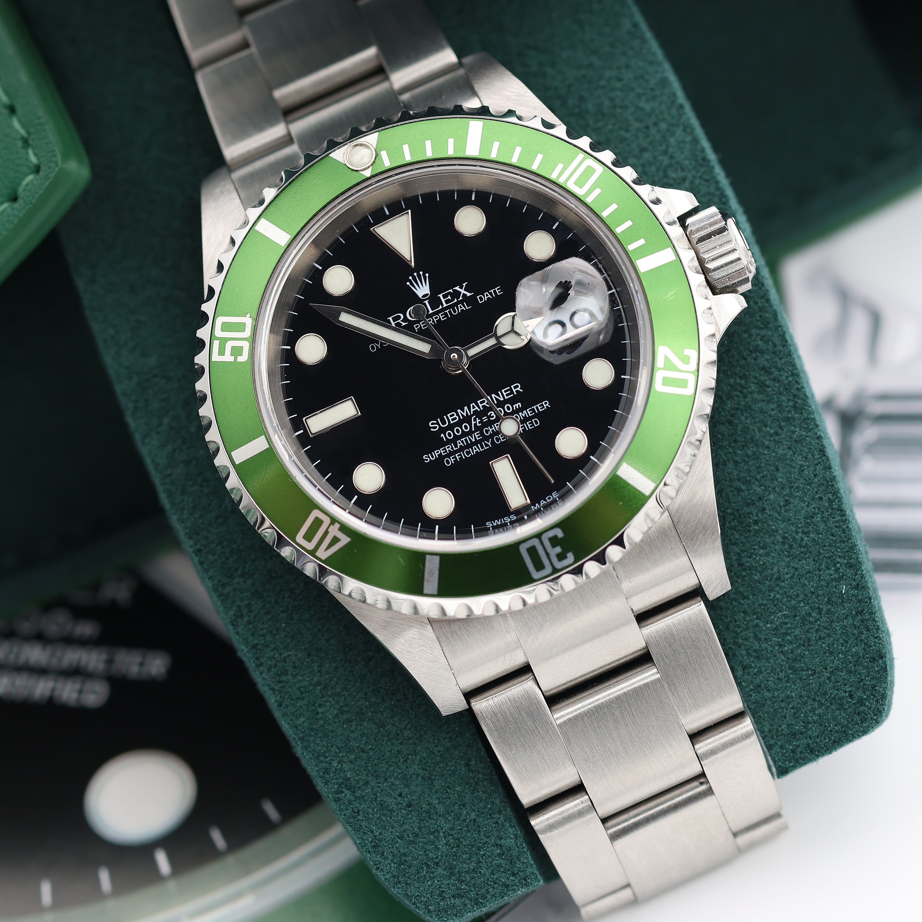 Rolex Submariner Date 16610LV (Kermit) with Green Bezel
