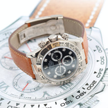Załaduj obraz do przeglądarki galerii, Rolex Daytona ref. 116519 Black Dial with Diamonds - White Gold 18K - Leather Strap
