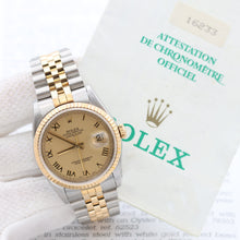 Bild in Galerie-Viewer laden, Rolex Datejust 36 Ref. 16233 Champagne Römische Zifferblatt - Full Set
