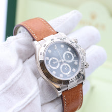 Załaduj obraz do przeglądarki galerii, Rolex Daytona ref. 116519 Black Dial with Diamonds - White Gold 18K - Leather Strap
