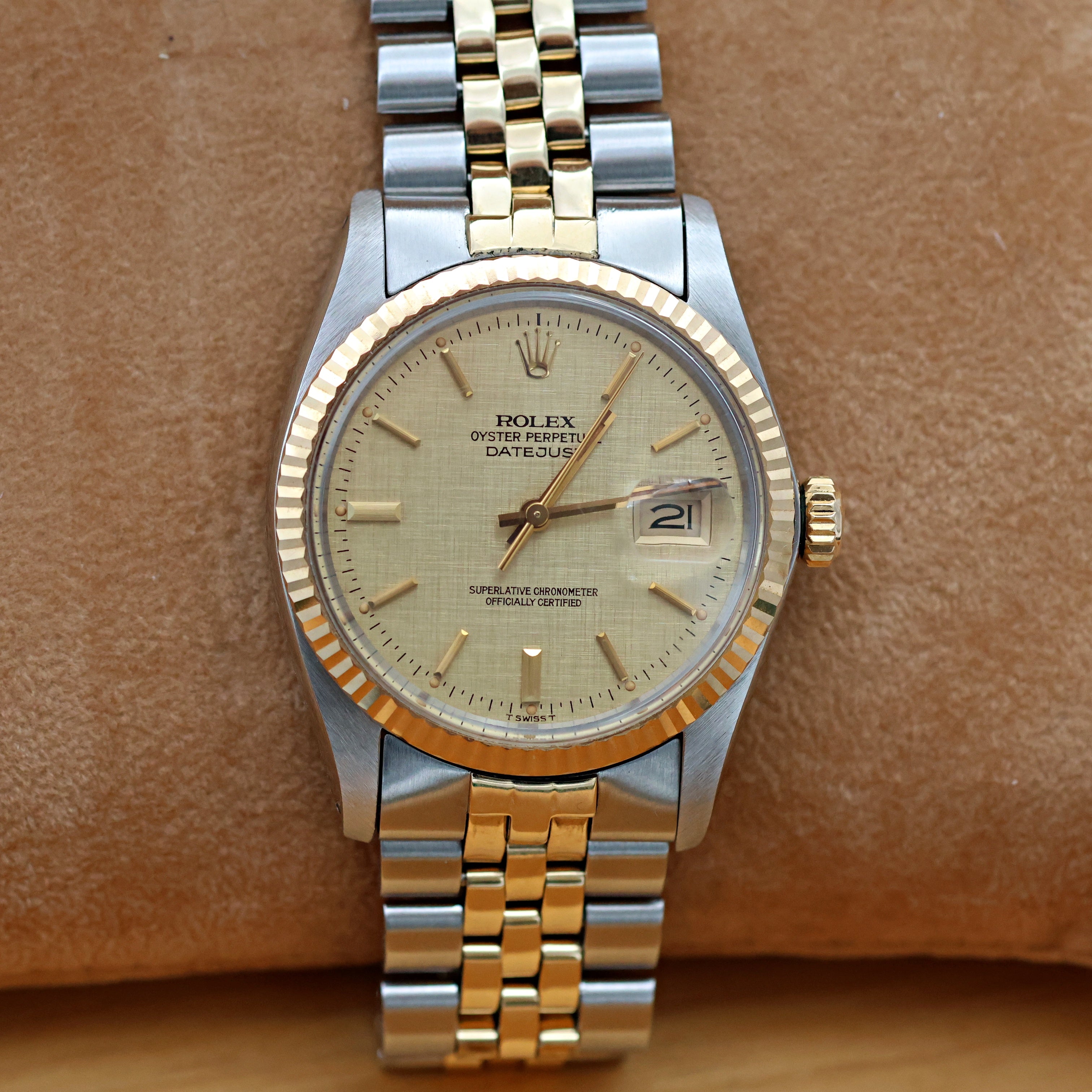 Rolex Datejust ref. 16013 Champagne Linen Dial - Jubilee Bracelet