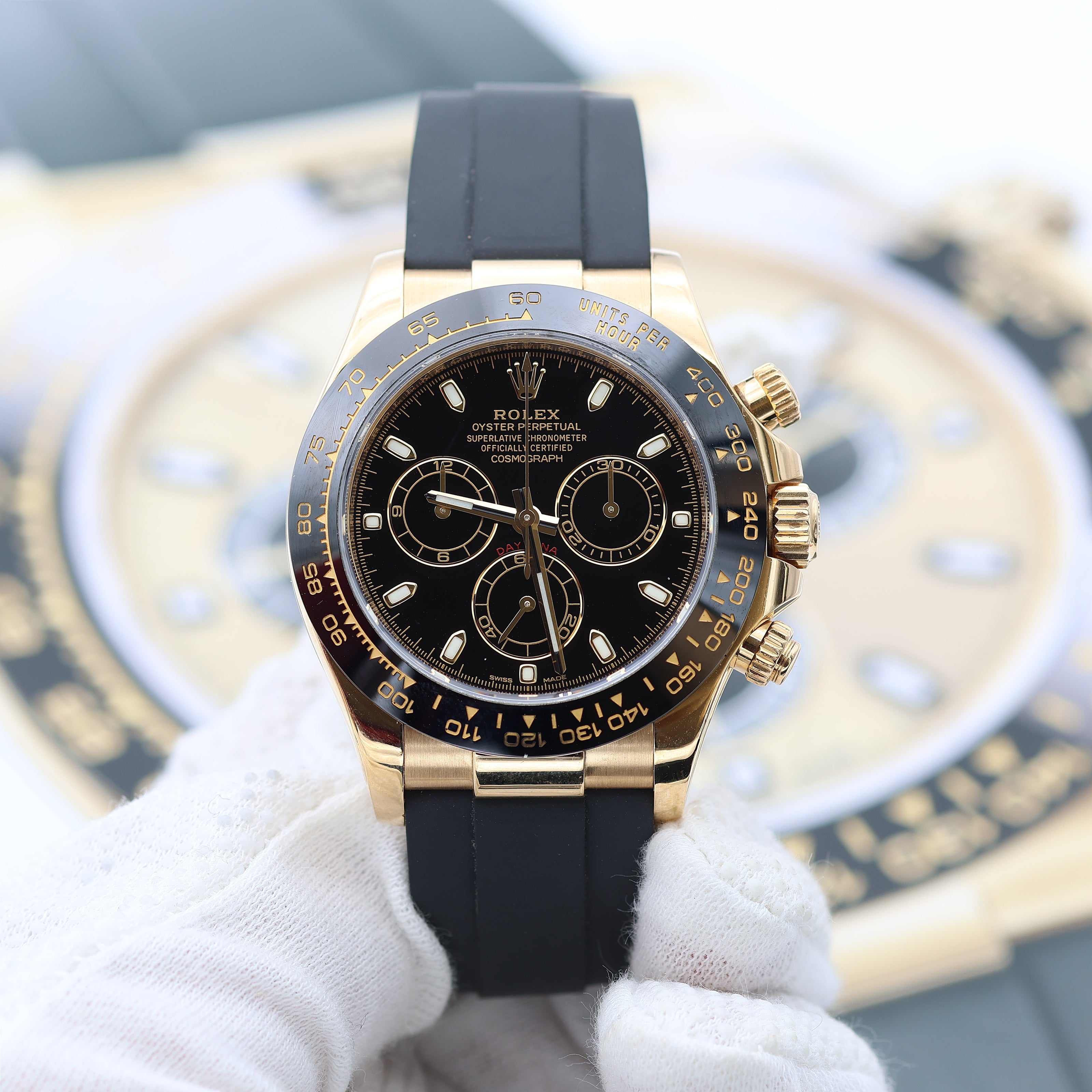 Rolex Daytona 116518LN Oysterflex Black dial with Black Subs