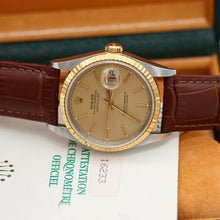 Load image into Gallery viewer, Rolex Datejust 36 ref. 16233 Champagne dial - Leather Strap - Full Set

