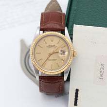 Load image into Gallery viewer, Rolex Datejust 36 ref. 16233 Champagne dial - Leather Strap - Full Set
